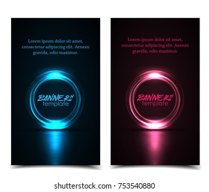 Vector illustration abstract web banner design template. Dark backgrounds