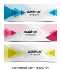 Vector illustration abstract web banner design template. Background with triangle pattern