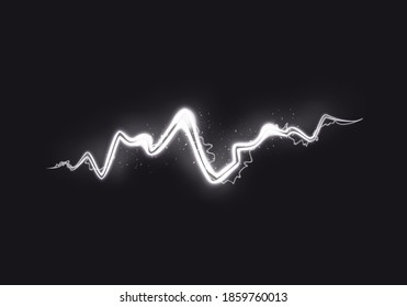 Ilustración vectorial del relámpago blanco abstracto sobre fondo negro. La Luminosa Luz Del Rayo Blitz Provoca Una Tormenta De Tormenta Rápida. Impacto del trueno de carga de energía