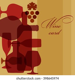 Vector Illustration with abstract wine  bottles and glasses. 
