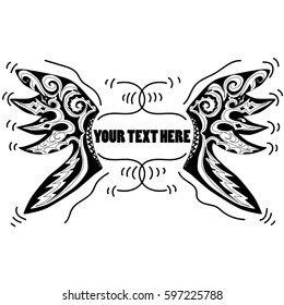 Vector illustration of the abstract wings in zentangle style
