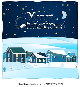 Vector illustration of abstract winter city landscape