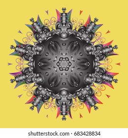 Vector illustration. Abstract winter ornament. Round vector snowflake. Isolated cute snowflakes on colorful background. Fine snowflake.