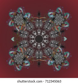  Vector illustration. Abstract winter ornament. Round vector snowflake. Isolated cute snowflakes on colorful background.