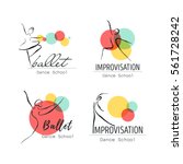 Vector illustration abstract woman icon in dance. Dance school, dance studio logo design vector template.