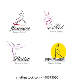 Vector illustration abstract woman icon in dance. Dance school, dance studio logo design