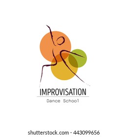 Vector Illustration Abstract Woman Icon In Dance. Dance School, Dance Studio Logo Design Vector Template.