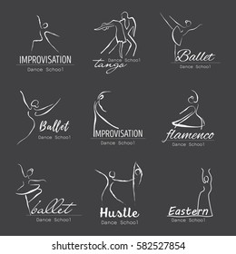 Vector illustration abstract woman icon in dance. Dance school, dance studio logo design vector template.