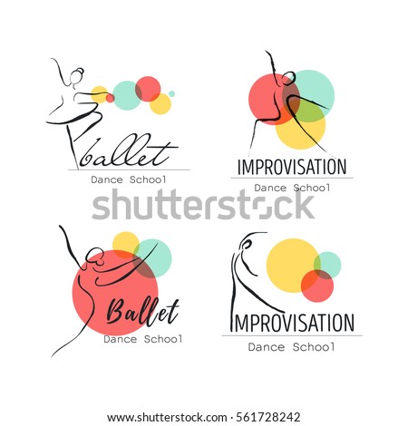 Vector illustration abstract woman icon in dance. Dance school, dance studio logo design vector template.