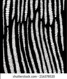 Vector Illustration Of Abstract Worms Background Pattern. Black & White Hand Drawn Earthworm. 