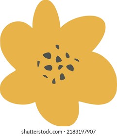 Vector illustration of abstract yellow flower in doodle style. Hand drawn. Isolated on a white background. Design element.