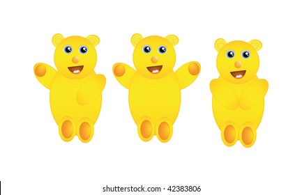 vector illustration of abstract yellow teddy bear isolated on white background