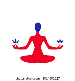 Vector illustration of abstract yoga woman sitting in lotus pose