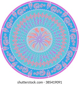 Vector illustration of abstract zentangle round ornament.