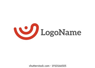 vector illustration of abstract zig zag with rounded corner logo using red color.