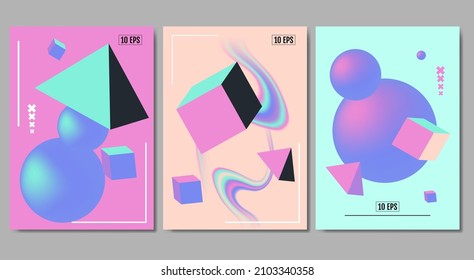 Vector illustration. Abstraction. 3D shapes. Design for poster, banner, business card. 