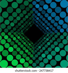 Vector illustration of Abstraction. Disco. Blue on black.