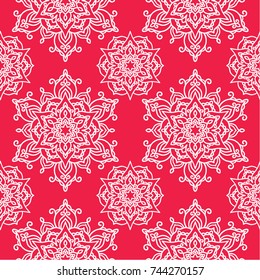 vector, illustration, abstraction, seamless pattern, snowflake, star, red