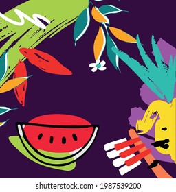 vector illustration abstraction with watermelon. Summer bright and watermelon 