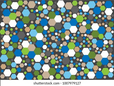 Vector illustration of abstracts geometrical l. The concept  vector dark gray background,  hexagon colorful with blue, blown, green, gray and white. pattern in the good for your design