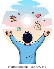 ilustração vetorial de manifestação de abundância