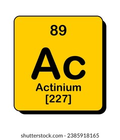 Vector illustration of Ac in orange square frame and shadow, Actinium element icon on white background.