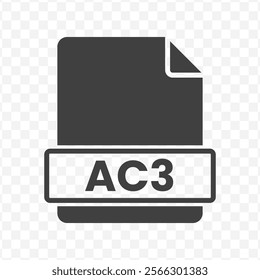 Vector illustration of AC3 file in dark color and transparent background(PNG).