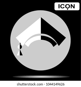 Vector illustration. Academic cap icon on a black and white background.