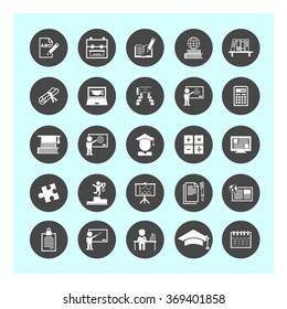 Vector illustration of Academic icons in round frames