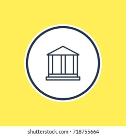 Vector Illustration Of Academy Outline. Beautiful Public Element Also Can Be Used As Courthouse Element.