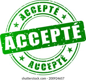 Vector illustration of accepted green stamp icon