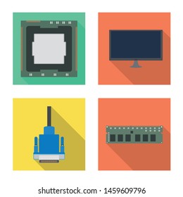 Vector illustration of accessories and device icon. Set of accessories and electronics stock symbol for web.