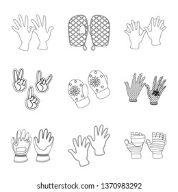 Vector illustration of accessory and style symbol. Set of accessory and distinctive stock symbol for web.