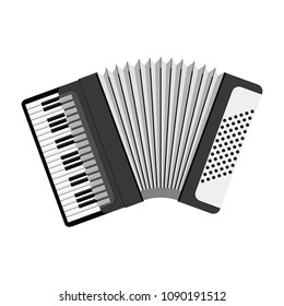 Vector illustration of an accordion in cartoon style isolated on white background