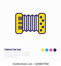 Vector illustration of accordion icon colored line. Beautiful activities element also can be used as musical instrument icon element.