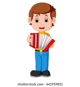 vector illustration of Accordion piano player