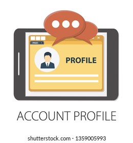 Vector illustration of account & profile account or software solution concept with "account profile" user and media concept.