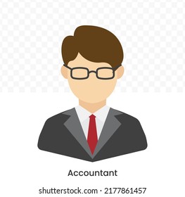 Vector illustration of accountant Avatar in color on a transparent background (PNG). EPS Vector