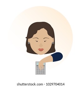 Vector illustration of accountant profession icon. Cartoon style isolated on white background.