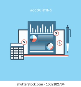 Vector illustration of Accounting or investing concept with "Accounting" financial investment icons