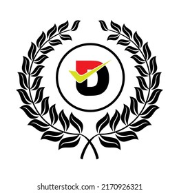 Vector illustration of accreditation or grade D, at a university or company. Isolated on a blank background which can be edited and changed colors.