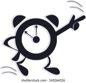 Vector illustration of accuracy. Alarm Clock is showing direction.