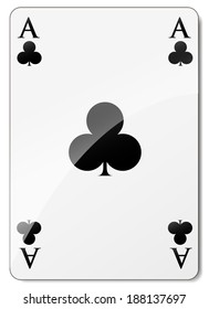 Vector illustration of ace of clubs on white background
