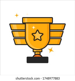 vector illustration achievement Trophy flat design icon