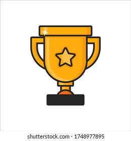 vector illustration achievement Trophy flat design icon