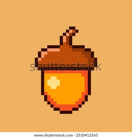 Vector Illustration of acorn with Pixel Art Design, perfect for game assets themed designs