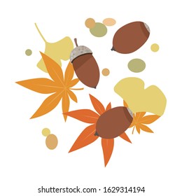 Vector illustration | acorns and fallen leaves