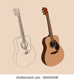 vector illustration of acoustic guitar