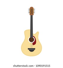 Vector illustration of an Acoustic guitar in cartoon style isolated on white background