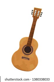 Vector illustration of acoustic guitar in cartoon style isolated